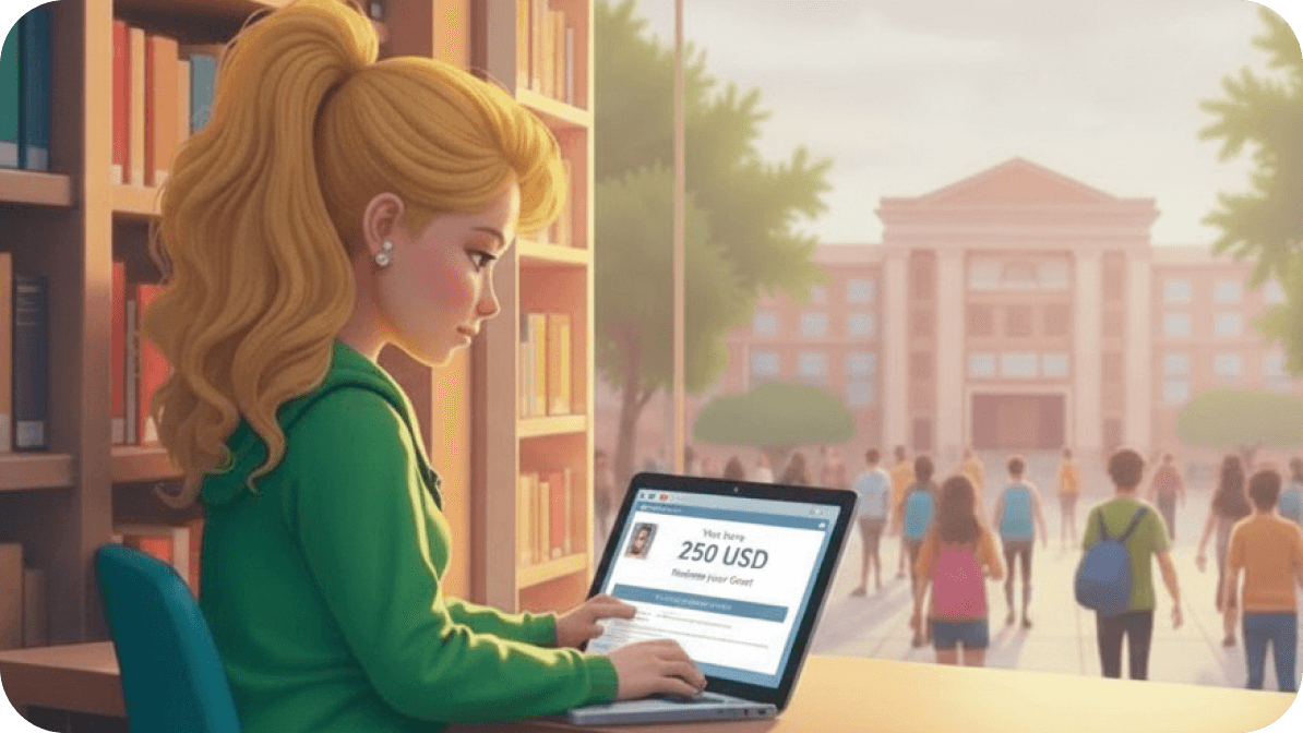 Student redeeming grants for college